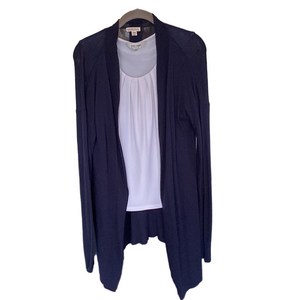 Long Open Front Navy Cardigan Open Size Medium